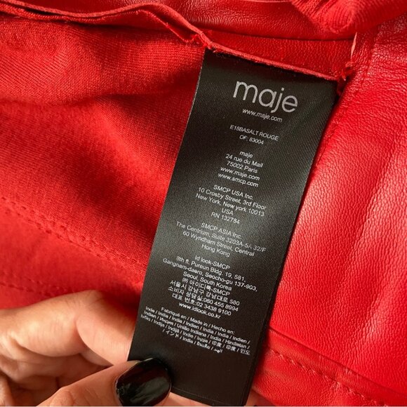 Maje Vibrant Red and Black Leather Jacket. Real prop jacket from RIVERDALE show - Picture 8 of 8